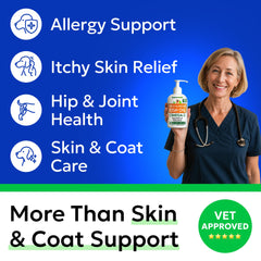 BARK&SPARK wild Alaskan salmon oil bottle for dogs, supports skin and coat health.