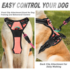 BARKBAY heavy-duty dog harness in light pink for large breeds