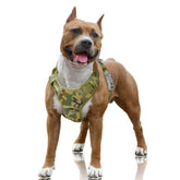 BARKBAY No Pull Harness with front clip in camo improves walk control.