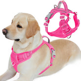 BARKBAY no-pull harness with ID pocket in pink for safer, calmer large-dog walks.