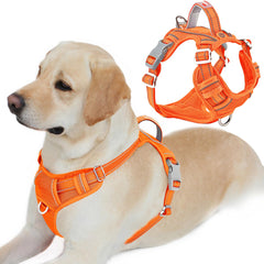 BARKBAY No Pull Harness in orange offers enhanced control for large dogs.