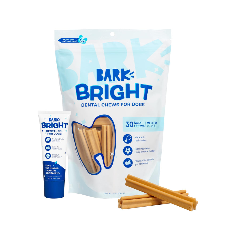 BarkBox Bright dental sticks front view with ridges for thorough cleaning.