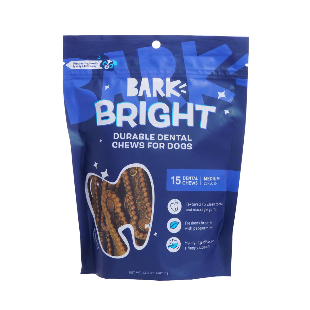 BARKBOX Bright durable dental chew sticks pack for medium dogs.