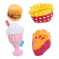 BarkBox Dine & Dash burger toy for engaging chew and squeak play.