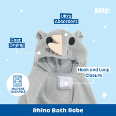 Close-up of BarkBox bathrobe hook and loop closure for a secure fit.