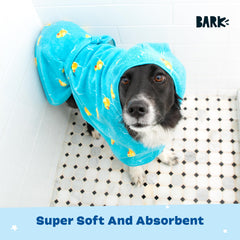 Machine washable BarkBox bathrobe offers easy care for busy households.