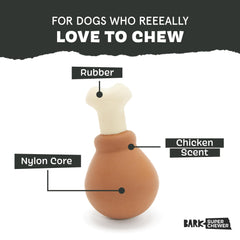 Barkbox durable rubber and nylon core supports tough chewers during longer play.