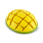BarkBox Go Mango durable rubber toy for large breeds, offering long-lasting chew play.