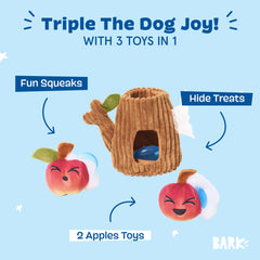 BarkBox Them Apples crinkle-layer image highlights engaging sound.