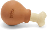 Barkbox turkey drumstick toy shows its durable rubber for focused chewing.