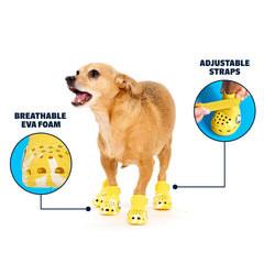 BarkBox dog shoes with adjustable strap for a secure, comfortable fit.
