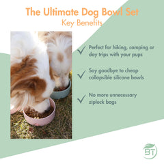 Barkin' Trails travel dog bowls with strap keep bowls together for easy carry.