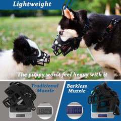 BARKLESS basket muzzle material close-up highlights lightweight durable silicone