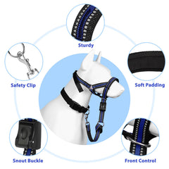 BARKLESS head collar with quick-release snap for fast on and off.