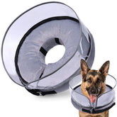 BARKLESS inflatable dog cone for large dogs provides gentle post-surgery protection while resting.