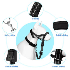 BARKLESS patented no-pull head halter guiding your dog with ease.
