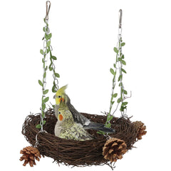 Barn Eleven parrot chew toy swing provides durable chewing entertainment.