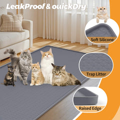 Bartuke litter mat with textured capture area trapping litter