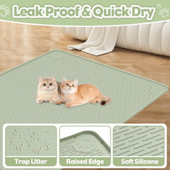Bartuke cat litter mat under box demonstrates broad green coverage.