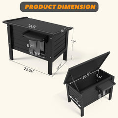 bbgroundgrm Weatherproof Outdoor Cat House side view shows sturdy fir wood and weather resistance.