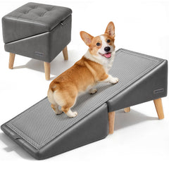 BBtang 16-inch dog stairs side view for gentle incline and easy access