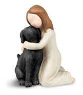 BC BINGO CASTLE Black Dog Angel Figurine, handmade memorial for dog lovers.