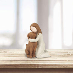 BC BINGO CASTLE Dog Angel Figurine side profile, ideal for mantel memorial displays.