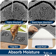 Bcoimo pet rug absorbs moisture and dirt to keep entryways cleaner.