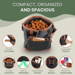 BEAU&FUR expandable front pocket stores bones and waste bags for walks