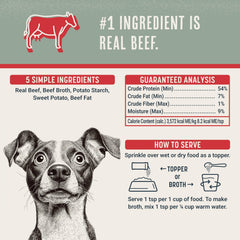BEAUMONT BASICS Flavors beef topper adds meal appeal to dog bowls