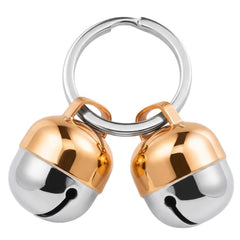 Beau's Bells close-up top view shows a loud copper bell for pets, heard up to 50 yards.
