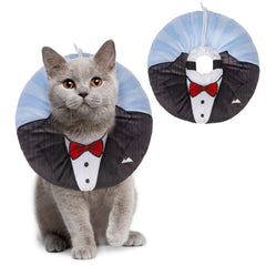 BEAUTYZOO cat cone collar in black, soft fabric for gentle neck comfort.