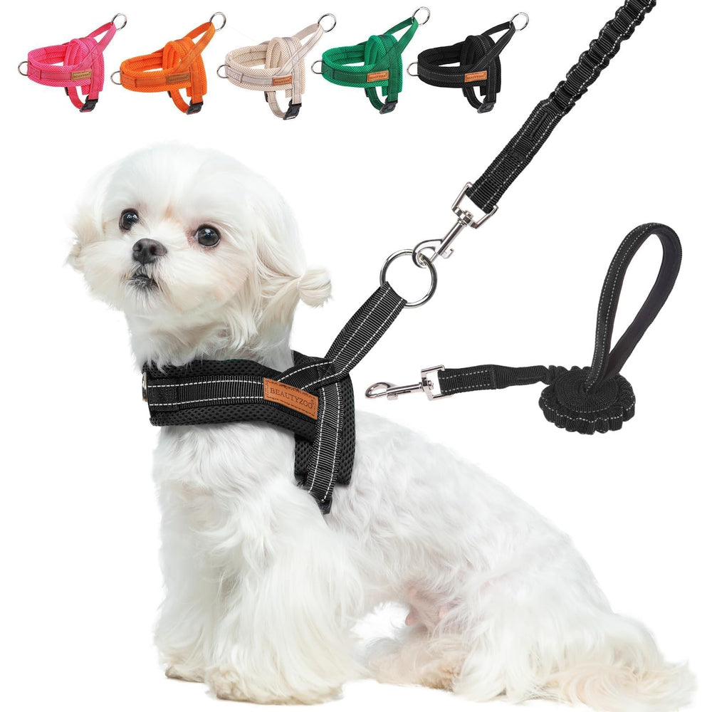BEAUTYZOO dog harness small front view with no-pull design for easier control.