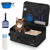 Becivi portable cat travel litter box with lid, mess-free trips