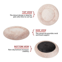 Bedfolks Calming Donut Bed fluffy faux fur creates warm, inviting texture.