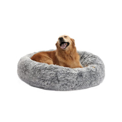 Bedfolks Calming Donut Bed top view highlights plush fur for cozy naps