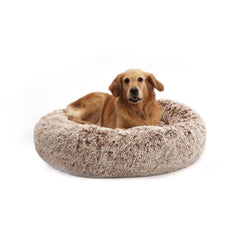 Bedfolks calming donut dog bed 36-inch, cozy security for large dogs.