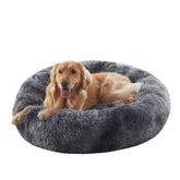 BedStill donut bed with tie-dye grey front view offers secure resting space