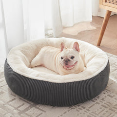 BedStill donut dog bed in dark grey with 30 inch diameter for medium dogs