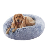 BedStill Donut Dog Bed in dark blue offers cozy round comfort for large dogs.