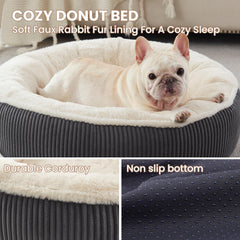 BedStill round pet bed with plush faux fur for cozy naps
