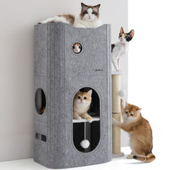 Bedsure 3-level indoor cat tree with staggered perches for lounging
