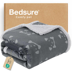 Bedsure anchor gray sherpa closeup shows plush warmth for pets.