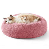 Bedsure calming cat bed close-up of mauve blush faux fur for cozy naps