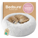 Bedsure calming cat bed with plush faux fur for cozy naps.