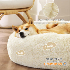 Bedsure calming donut bed anti-slip base keeps placement secure.