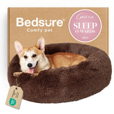 Bedsure calming donut bed in coffee color with plush outer fabric