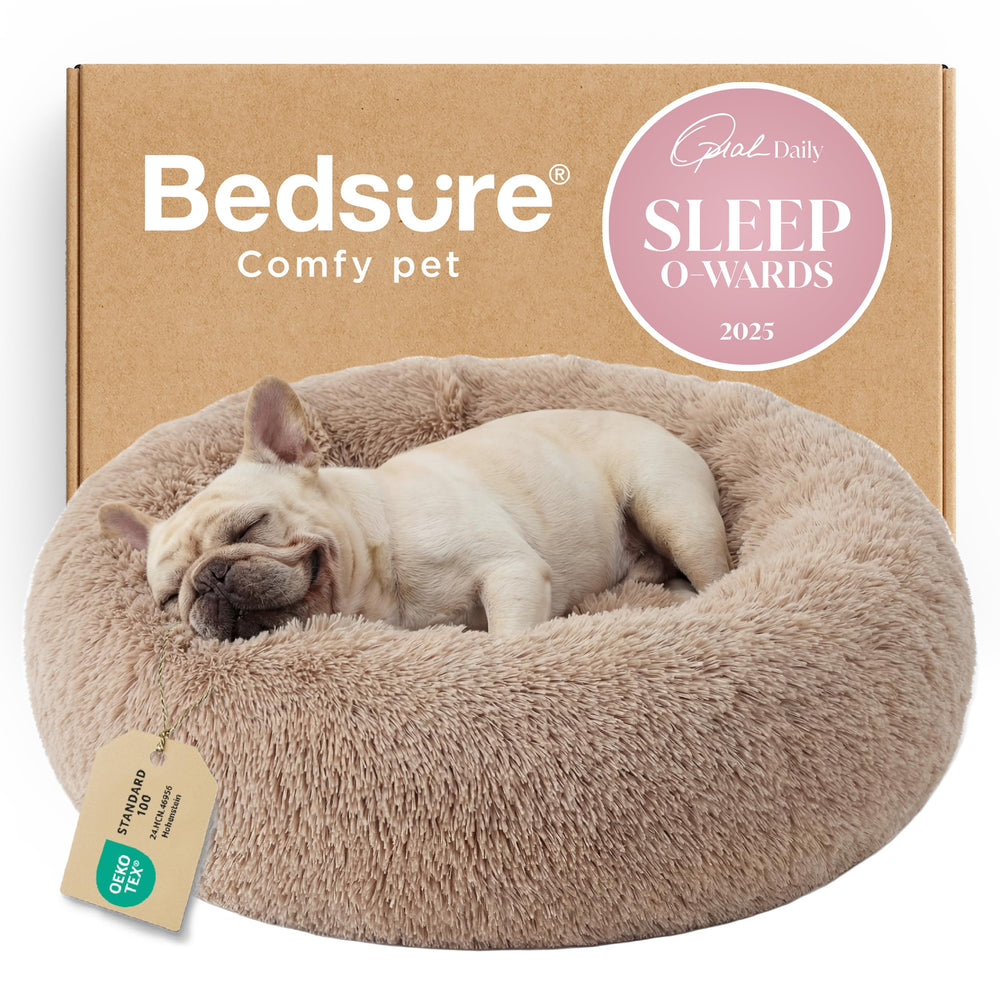 Bedsure calming donut bed with round silhouette promotes cozy curling.