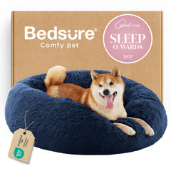 Bedsure Calming Donut Bed round-30inch provides secure curling space for medium dogs