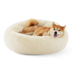 Bedsure calming donut bed top view for curl-up comfort.